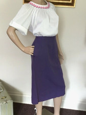60's Vintage Purple Hi Waisted Wool Midi Skirt