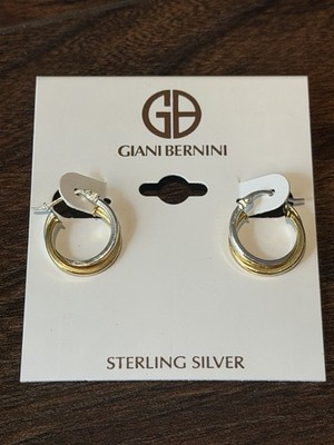 Giani Bernini Sterling Silber Gold Platte Akzent Creolen 