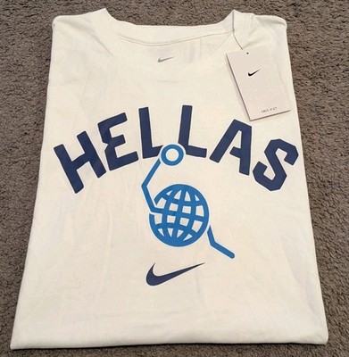 Nike Greece Basketball Team National Hellas White T-Shirt FQ3670-100 Men's XL