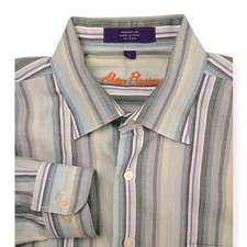 Alan Flusser Multi Striped Button Down Shirt Men's Large Casual Dress