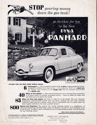 Vintage Panhard Dyna Z Brochure Citroen Cars Corp USA Technical Data 1950s