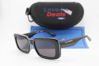 NEW KARL LAGERFELD KL6101S 001 BLACK WHITE AUTHENTIC SUNGLASSES 54-19