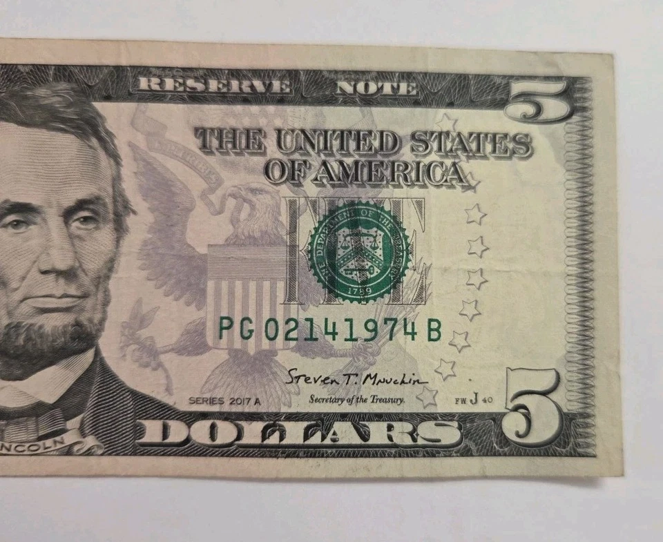 $5.00 Five Dollar Valentines Day Anniversary Birthday Note February 14, 1974 - Image 4 of 4