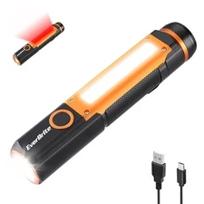  Rechargeable LED Emergency Flashlight, 500 Lumens Pocket Flashlight, USB-C 