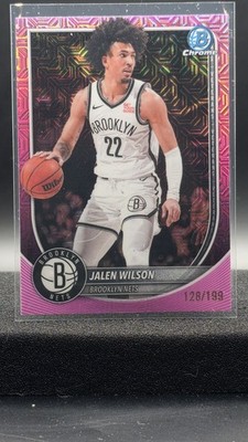 2025-26 Bowman Chrome JALEN WILSON #/199  PINK FUCHSIA MOJO REFRACTOR Nets NBA