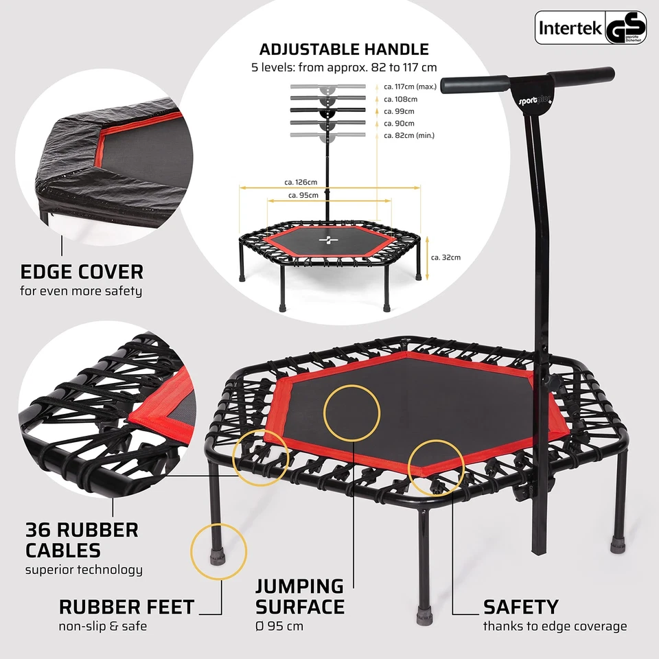 Indoor Trampoline, Blue/Green/Red, Rebounder Home Fitness Trampoline with Hei... - Image 3 of 4