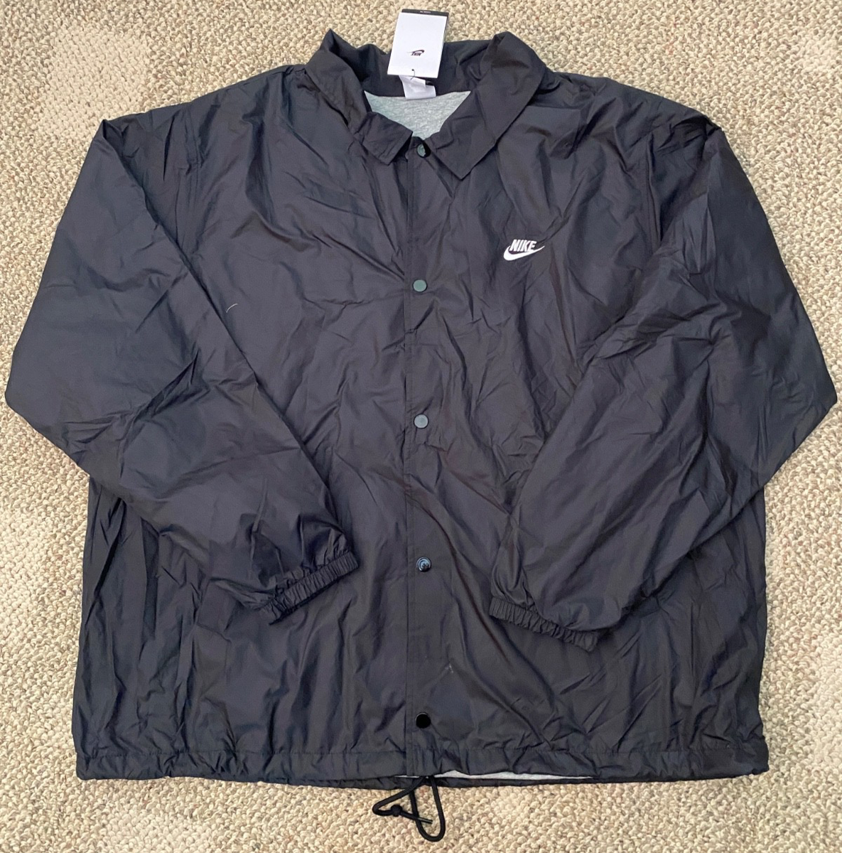 Nike Club Coaches Jacket Snap Front Woven Black FN3316-010 $90