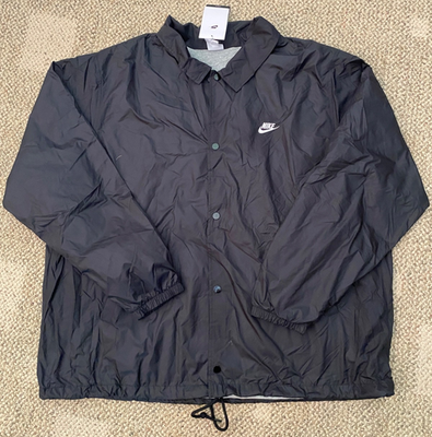 Nike Club Coaches Jacket Snap Front Woven Black FN3316-010 $90