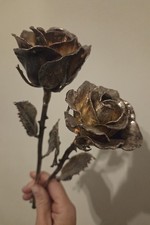 2 vintage Forever Rose silver tone Dipped Rose Flower Stem Beautiful with patina