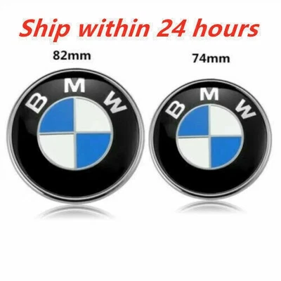 2PC Front Hood & Rear Trunk (82mm & 74mm) ORIGINAL BMW Badge Emblem 51148132375 - Image 1 of 4
