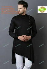 Mens Kurta Indian Mens Solid Shirt Kurta Cotton Tunic Top Shirt Plus Size