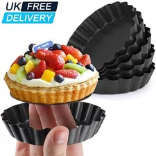 6 Pack Mini 4" Tart Tins Nonstick Pudding Mold Tartlet Egg Pan Baking Mould UK