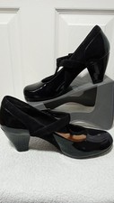 Clarks Shoes - Size 7E Wide Fit - Black - 3" Heel - T-Bar Strap