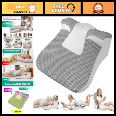 Ergonomic Memory Foam Wedge Pillow for Sleep Apnea, Back & Neck Support - Grey