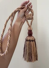 Vintage Linens N Things Pink Tassel Curtain Tie Back