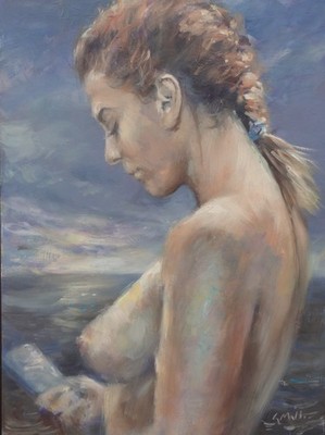 GERRY MILLER-.Unikate. Kunstwerk.''Akt ''. Ölfarbe auf Brett.30x40cm