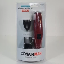 Conair Man Beard & Mustache Hair Corded Detail Trimmer Styling w/ 3 Combs