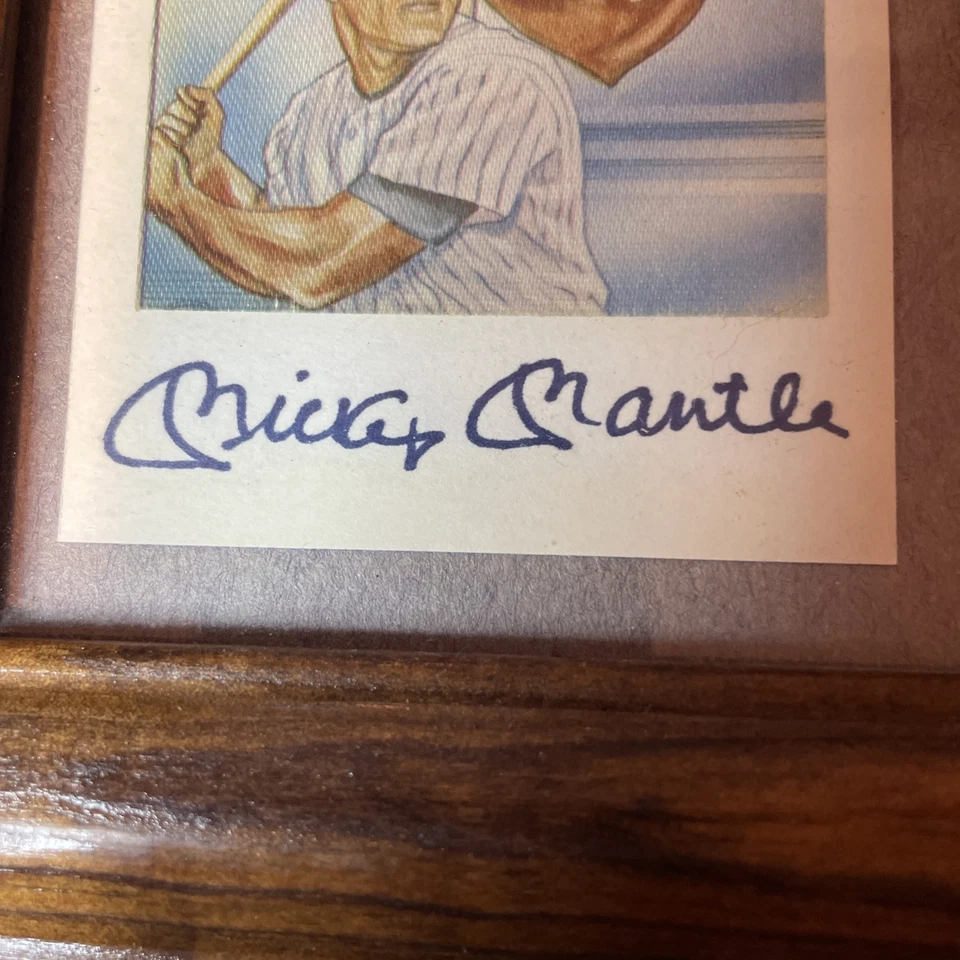 "Placa autografiada de Mickey Mantle de 6 1/2"" X 8 1/2"" para Salón de la Fama 1974" Foto 2 de 3