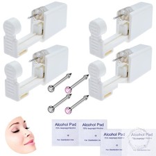 4-Pack Disposable Self Piercing Kit with Built-in Nose Studs, Very Safe Piercing
