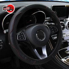 PU Carbon Fiber Leather Steering Wheel Cover / Universal Fit 14.5 15 Ships Free