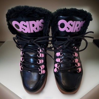 ~RARE~ Osiris NYC 83 Shearling Black Pink Skateboarding Shoes Women s US 7.5 ~EC