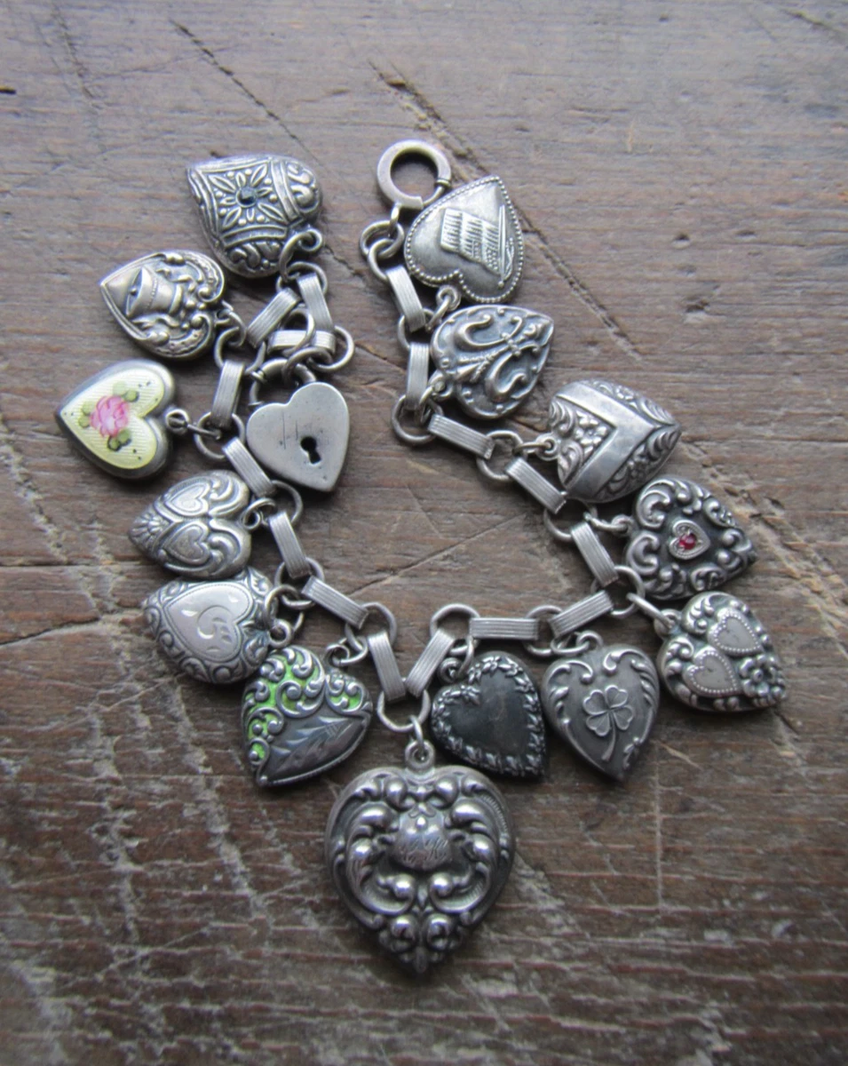 Bracelet Vintage Fait Main 2000 - Cœur Fleur Papillon - Cuivre Doré - Femme