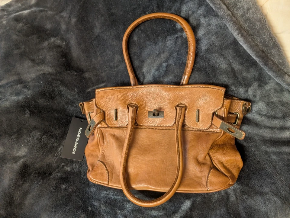 Andreou & Bianchi Vintage italienische Schultertasche weiches gewaschenes Kalbsleder - Bild 4 von 4