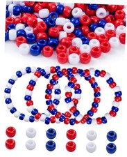 1000 Pcs Pony Beads, Red Wihte and Blue Colors, Kandi Beads for 4th of July