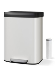 60L Stainless Steel Step-On Pedal Bin Large Capacity Kitchen Trash Can Free Ship