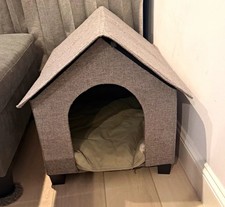 Gray Fabric Indoor Dog House for Small/medium Dogs with Removable Roof
