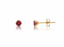 14K Yellow Gold 3mm Birthstone Round Shaped Stud Push Back Earrings for Women