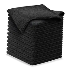 USANOOKS Microfiber Cleaning Cloth - 12Pcs (16x16 in) High Performance - Black