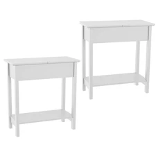 Flip-Top End Table - Slim Side Console with Hidden Hinged Storage Compartment...