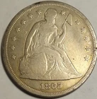 1865 United States Seated Liberty Silver Dollar- Fine/VF Details
