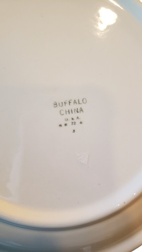 Vintage 4 Buffalo China Cafe Restaurant Ware 8-3/4" Salad Plate Red/Burgndy Trim - Picture 3 of 5