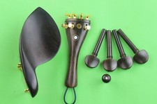 High quality undyed ebony violin parts 4/4, pegs, tailpiece, chinrest, endpin