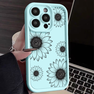 For iPhone 16 Pro Max Plus 15 14 13 12 11 XS 8 7 Shockproof Sunflower Case Cover