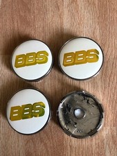 4x BBS Alloy Wheel Hub Centre Cap New Centre Caps Badge 60mm Creamy White / Gold