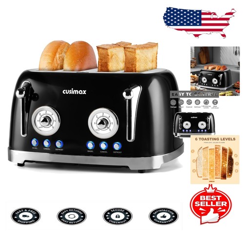 Elegant Stainless Steel 4 Slice Toaster with Dual Controls & Multiple ...