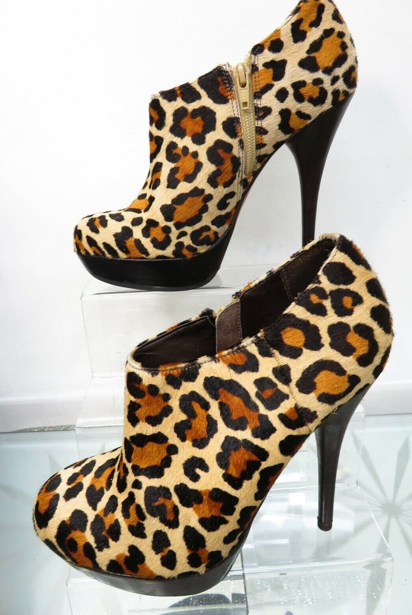 KG Kurt Geiger Leopard Print Leather upper Stiletto Ankle Boots UK