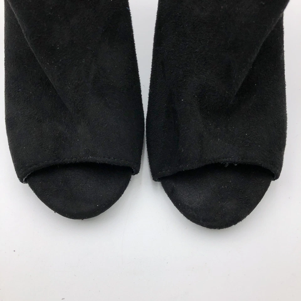 Wild Diva Botas Negras al Tobillo Gamuza Cremallera Abierta Punta abierta Talla 6 Foto 2 de 4