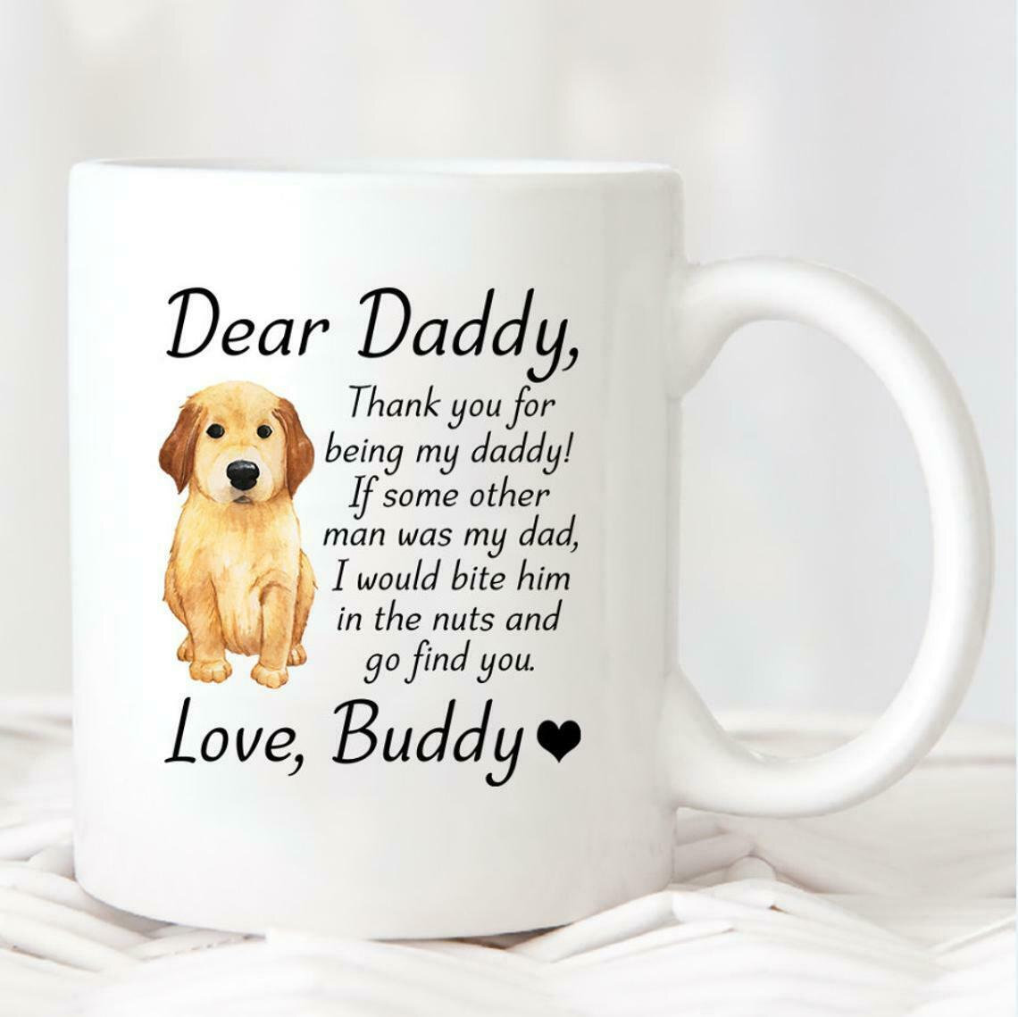 Personalized Dear Daddy Dog Dad Mug Custom Fathers Day Birthday Gift For Dad
