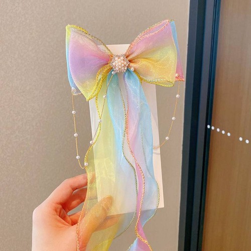 Girls Hair Clips Cute Colorful Bow Ribbon Chiffon Fashion Sweet Hair Accessories - Picture 3 of 17