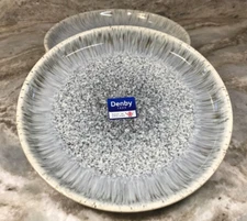 Denby Dinner Plates. Halo Set Of 4 Made In England. Coupe Style. New.
