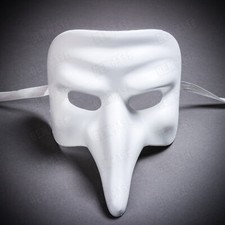 White Short Nose Plague Doctor Masqurade Venatian Party Halloween Full Face Mask