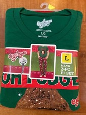 A CHRISTMAS STORY MENS 2 PIECE PAJAMA SET SIZE LARGE SHORT SLEEVE "OH FUDGE "
