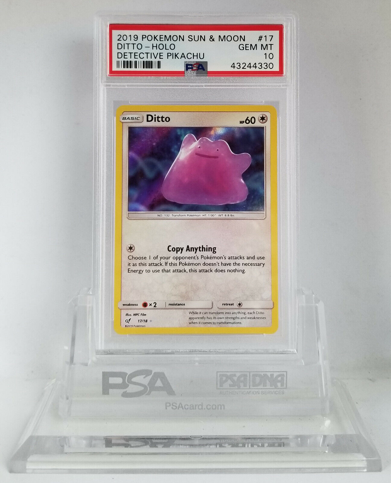 Ditto 17/18 Holo Rare Pokemon TCG Detective Pikachu Values - MAVIN