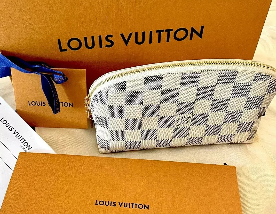 LOUIS VUITTON Damier Azur Cosmetic Pouch White