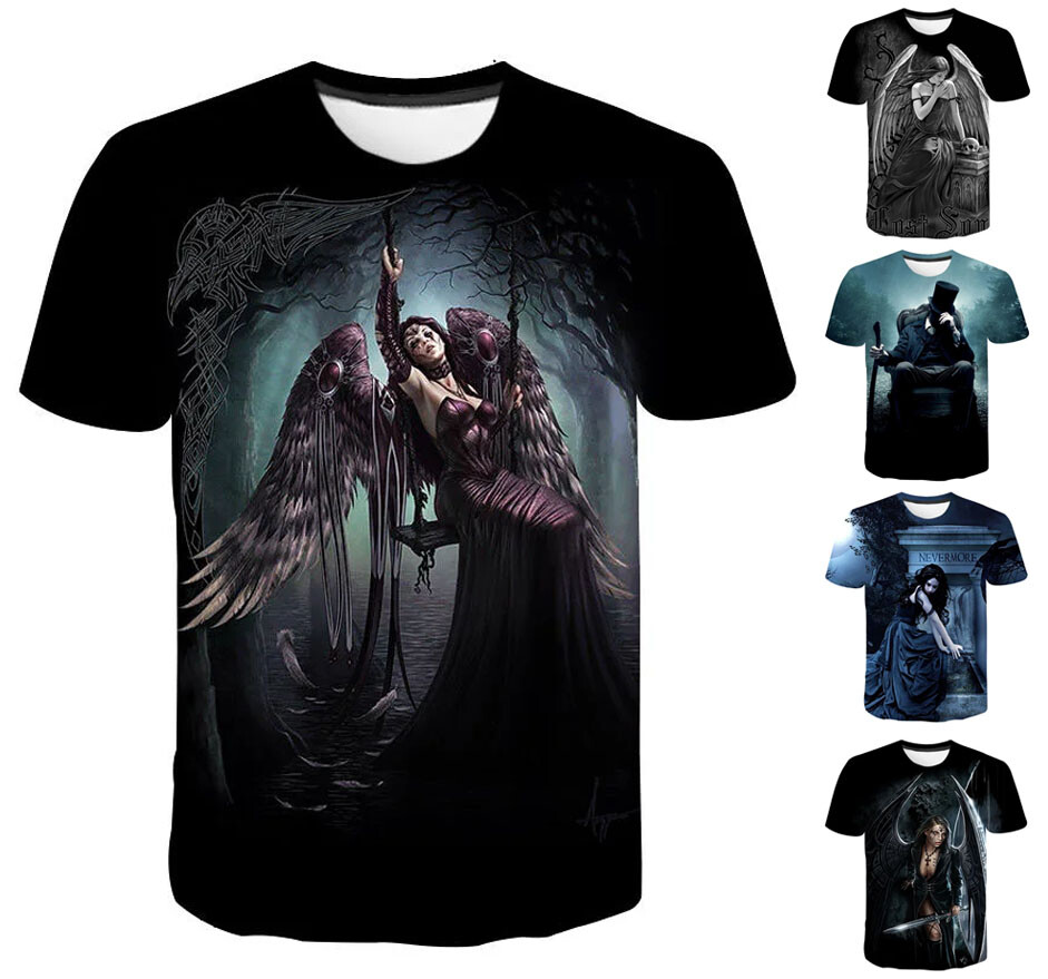 Horror Gothic Inspired Design Graphic T-Shirt Mens Short Sleeve Tee Top