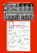 LIVERPOOL FC 1974 FA CUP FINAL BILL SHANKLY KEVIN KEEGAN SIGNED PRE-PRINT x 20